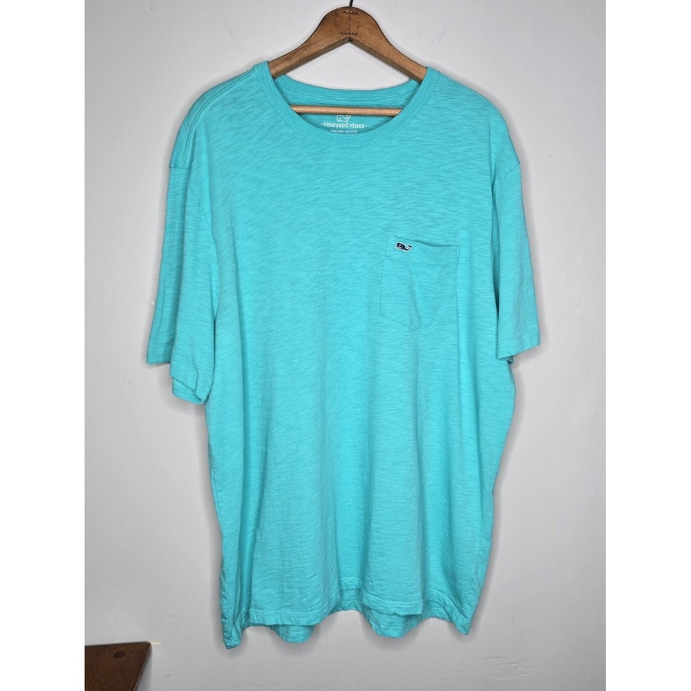 Vineyard Vines Men's Minimalist Teal T-Shirt XL Solid Color Pocket Shirt